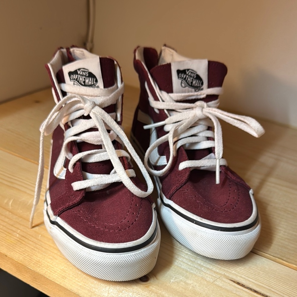 Vans Kids Burgundy and White High-Tops